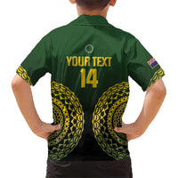 Custom Avaiki Cook Islands Rugby Family Matching Long Sleeve Bodycon Dress and Hawaiian Shirt Kuki Airani Tatau Black - Polynesian Pride