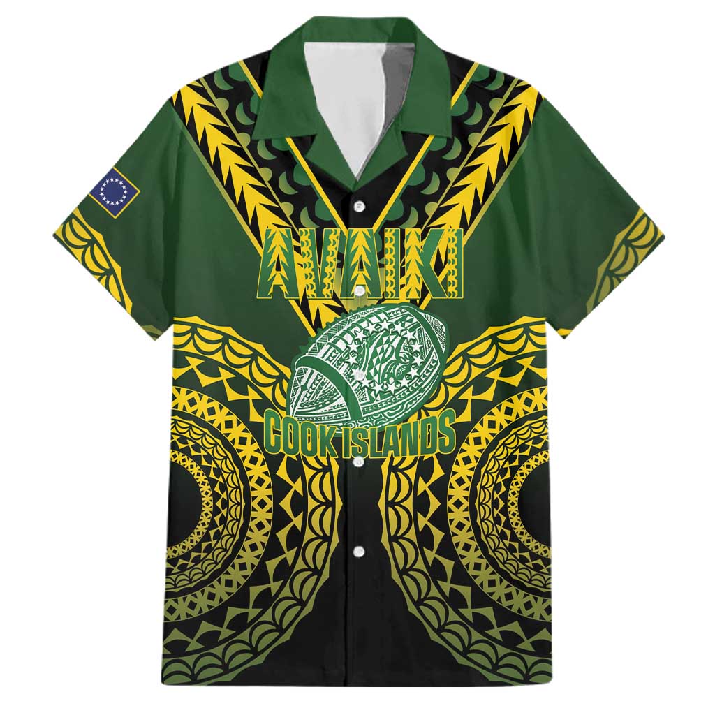 Custom Avaiki Cook Islands Rugby Family Matching Off Shoulder Short Dress and Hawaiian Shirt Kuki Airani Tatau Black LT14 Dad's Shirt - Short Sleeve Black - Polynesian Pride