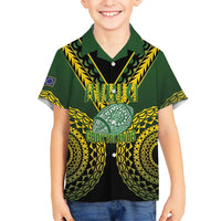 Custom Avaiki Cook Islands Rugby Family Matching Summer Maxi Dress and Hawaiian Shirt Kuki Airani Tatau Black LT14 Son's Shirt Black - Polynesian Pride