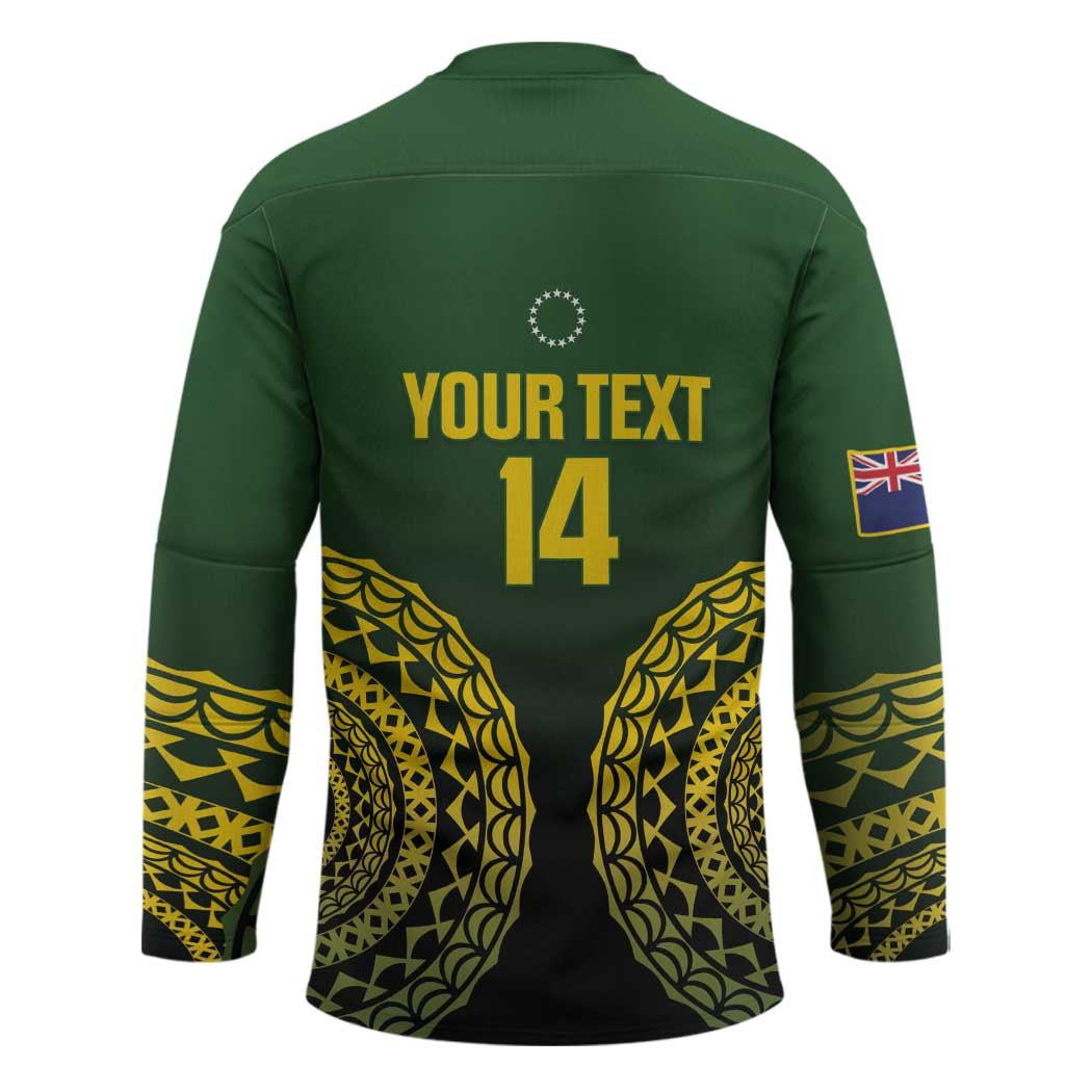 Custom Avaiki Cook Islands Rugby Hockey Jersey Kuki Airani Tatau Black LT14 - Polynesian Pride