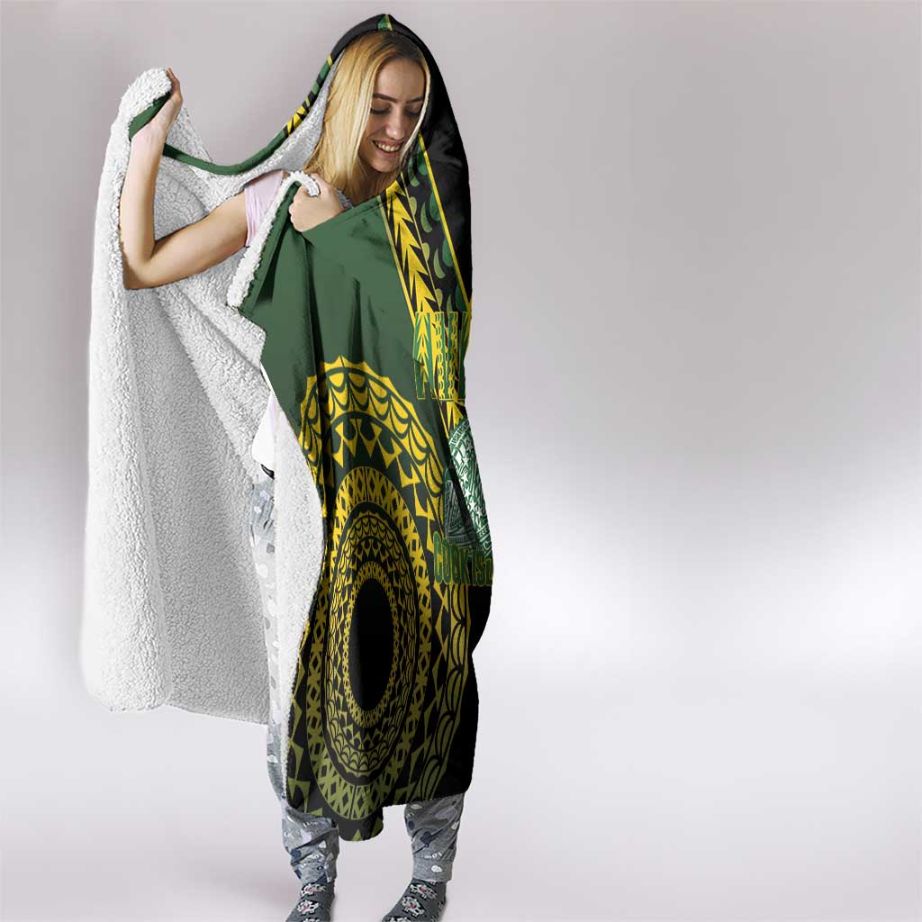 Avaiki Cook Islands Rugby Hooded Blanket Kuki Airani Tatau Black - Polynesian Pride