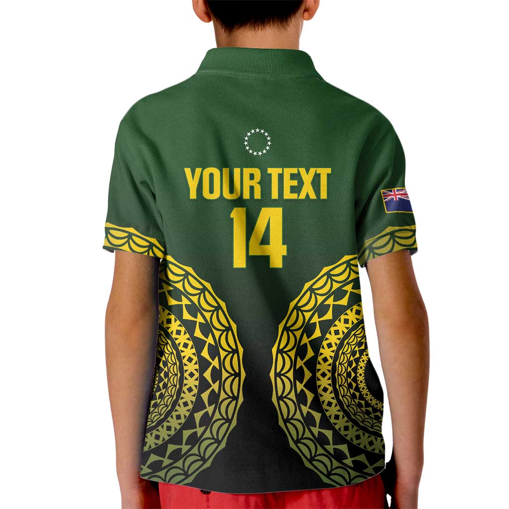 Custom Avaiki Cook Islands Rugby Kid Polo Shirt Kuki Airani Tatau Black LT14 - Polynesian Pride
