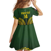 Custom Avaiki Cook Islands Rugby Kid Short Sleeve Dress Kuki Airani Tatau Black - Polynesian Pride