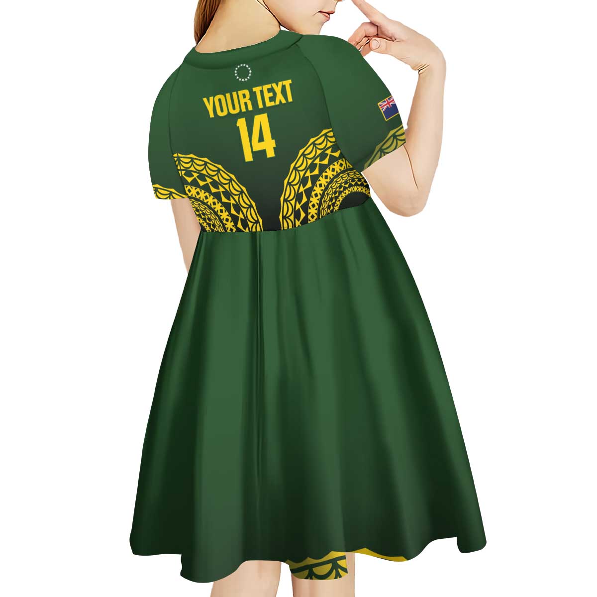 Custom Avaiki Cook Islands Rugby Kid Short Sleeve Dress Kuki Airani Tatau Black - Polynesian Pride