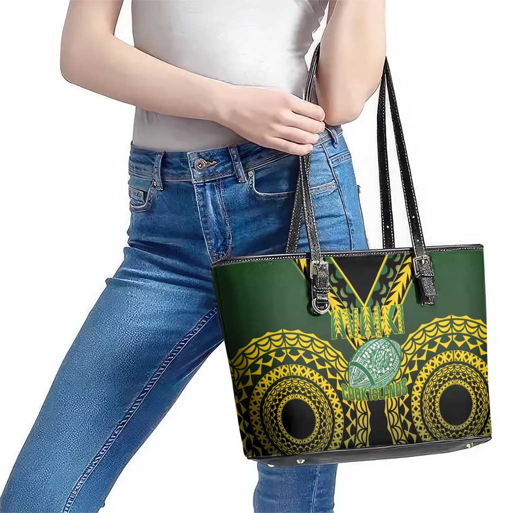 Avaiki Cook Islands Rugby Leather Tote Bag Kuki Airani Tatau Black - Polynesian Pride