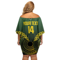 Custom Avaiki Cook Islands Rugby Off Shoulder Short Dress Kuki Airani Tatau Black LT14 - Polynesian Pride