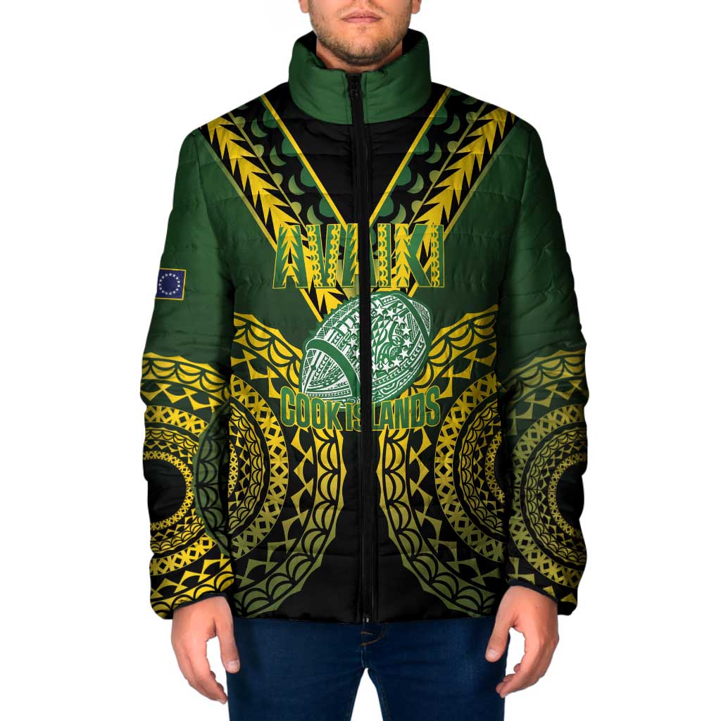 Custom Avaiki Cook Islands Rugby Padded Jacket Kuki Airani Tatau Black LT14 Men Black - Polynesian Pride