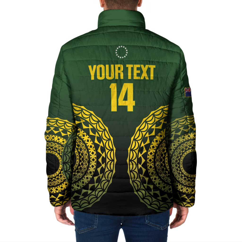 Custom Avaiki Cook Islands Rugby Padded Jacket Kuki Airani Tatau Black LT14 - Polynesian Pride