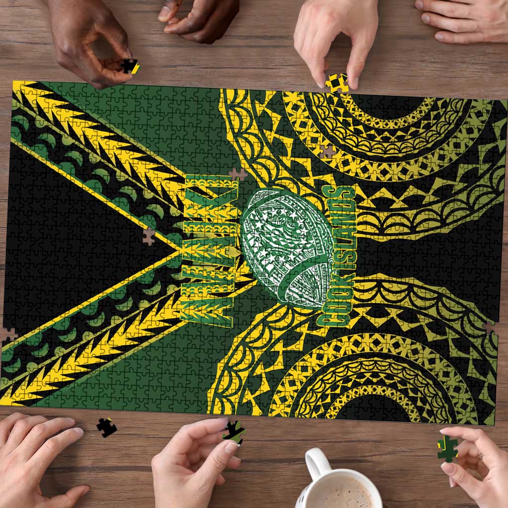 Avaiki Cook Islands Rugby Puzzle Kuki Airani Tatau Black LT14 - Polynesian Pride