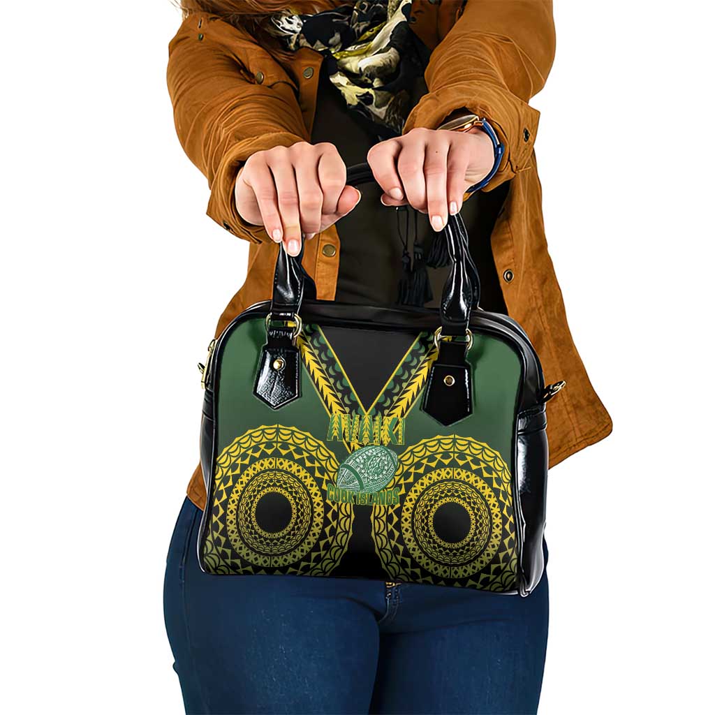 Avaiki Cook Islands Rugby Shoulder Handbag Kuki Airani Tatau Black LT14 One Size Black - Polynesian Pride