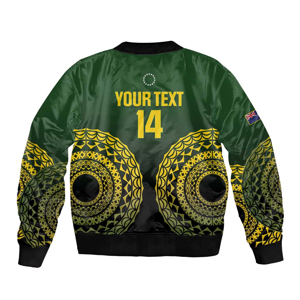 Custom Avaiki Cook Islands Rugby Sleeve Zip Bomber Jacket Kuki Airani Tatau Black LT14 - Polynesian Pride