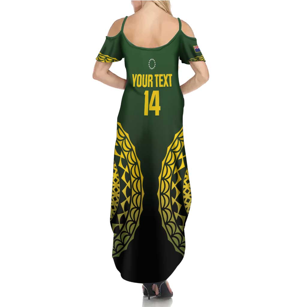 Custom Avaiki Cook Islands Rugby Summer Maxi Dress Kuki Airani Tatau Black LT14 - Polynesian Pride