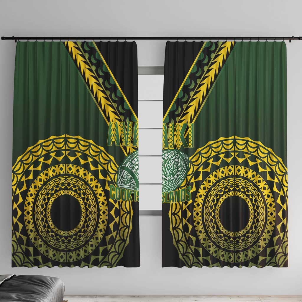 Avaiki Cook Islands Rugby Window Curtain Kuki Airani Tatau Black LT14 With Hooks Black - Polynesian Pride