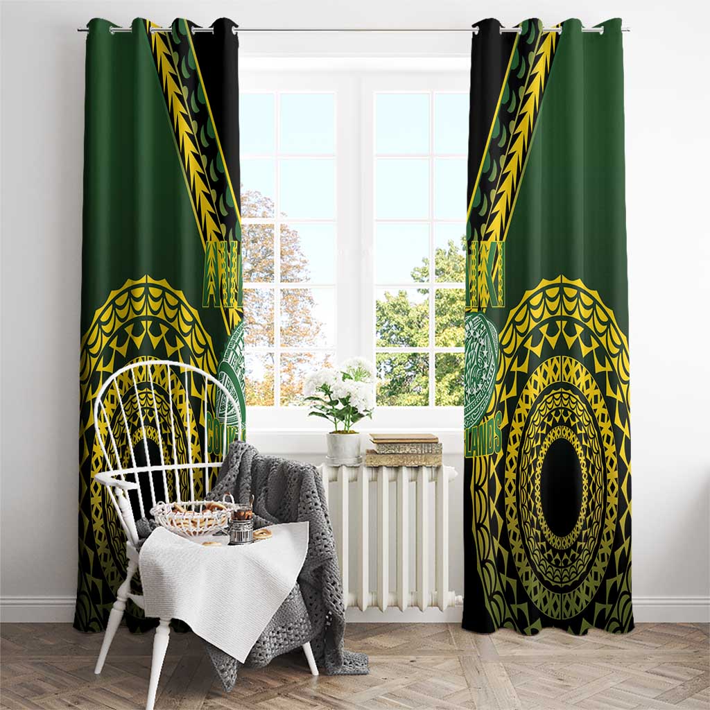 Avaiki Cook Islands Rugby Window Curtain Kuki Airani Tatau Black LT14 - Polynesian Pride