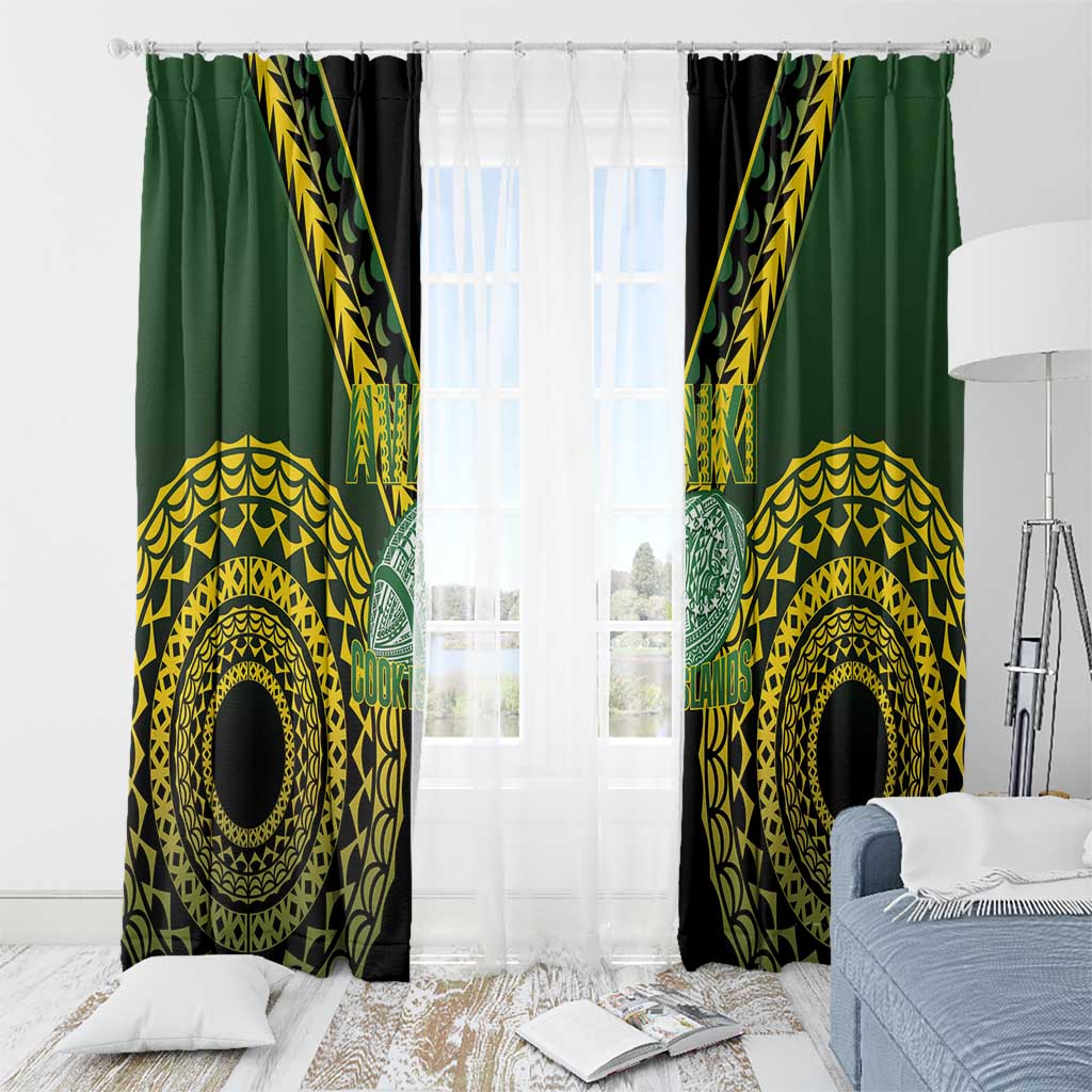 Avaiki Cook Islands Rugby Window Curtain Kuki Airani Tatau Black LT14 - Polynesian Pride