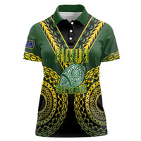 Custom Avaiki Cook Islands Rugby Women Polo Shirt Kuki Airani Tatau Black - Polynesian Pride