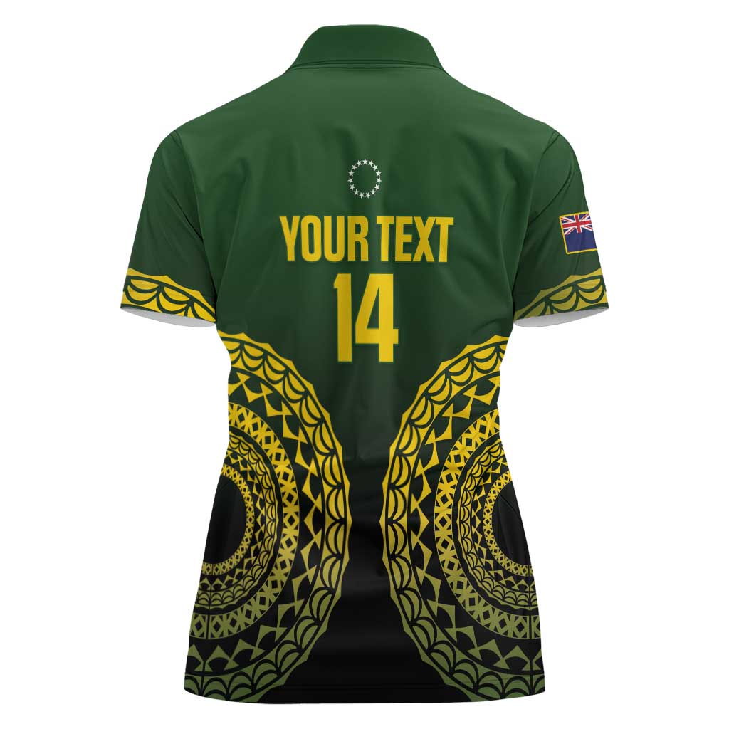 Custom Avaiki Cook Islands Rugby Women Polo Shirt Kuki Airani Tatau Black - Polynesian Pride