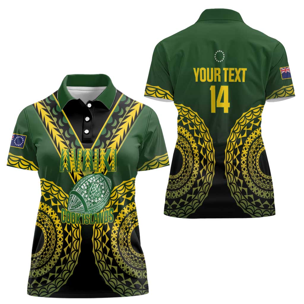 Custom Avaiki Cook Islands Rugby Women Polo Shirt Kuki Airani Tatau Black - Polynesian Pride