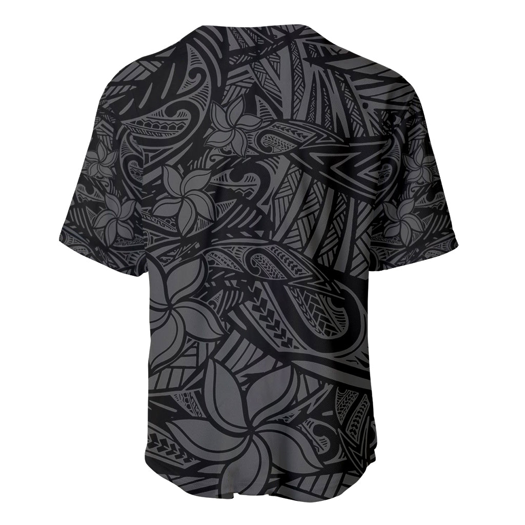 Polynesia Baseball Jersey Polynesian Pattern Mix Plumeria Black LT14 - Polynesian Pride