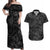 Polynesia Couples Matching Off Shoulder Maxi Dress and Hawaiian Shirt Polynesian Pattern Mix Plumeria Black LT14 Black - Polynesian Pride