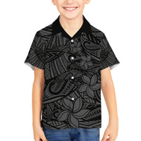 Polynesia Family Matching Summer Maxi Dress and Hawaiian Shirt Polynesian Pattern Mix Plumeria Black LT14 Son's Shirt Black - Polynesian Pride