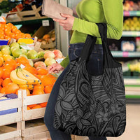 Polynesia Grocery Bag Polynesian Pattern Mix Plumeria Black