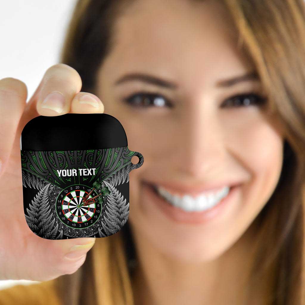Personalised New Zealand Darts AirPods Case Dartboard Maori Fern Puhoro Art - Polynesian Pride