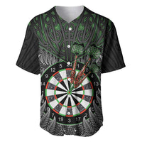 Personalised New Zealand Darts Baseball Jersey Dartboard Maori Fern Puhoro Art