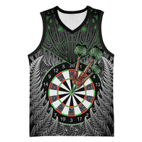 Personalised New Zealand Darts Basketball Jersey Dartboard Maori Fern Puhoro Art - Polynesian Pride