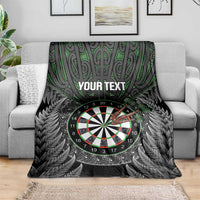 Personalised New Zealand Darts Blanket Dartboard Maori Fern Puhoro Art