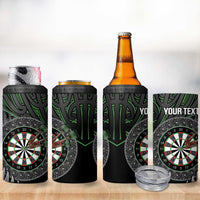 Personalised New Zealand Darts 4 in 1 Can Cooler Tumbler Dartboard Maori Fern Puhoro Art