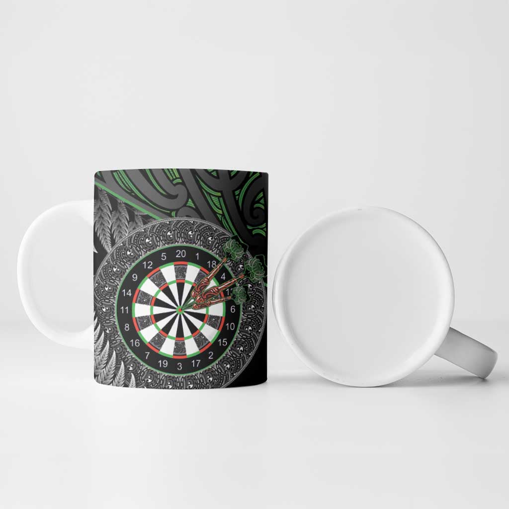 Personalised New Zealand Darts Ceramic Mug Dartboard Maori Fern Puhoro Art - Polynesian Pride