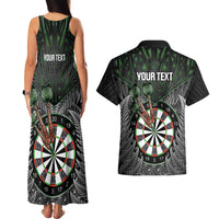 Personalised New Zealand Darts Couples Matching Tank Maxi Dress and Hawaiian Shirt Dartboard Maori Fern Puhoro Art