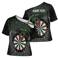 Personalised New Zealand Darts Cross Shoulder Shirt Dartboard Maori Fern Puhoro Art - Polynesian Pride