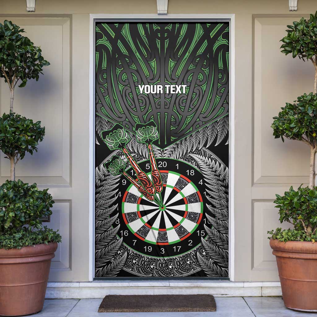 Personalised New Zealand Darts Door Cover Dartboard Maori Fern Puhoro Art - Polynesian Pride