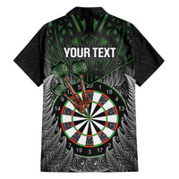 Personalised New Zealand Darts Hawaiian Shirt Dartboard Maori Fern Puhoro Art