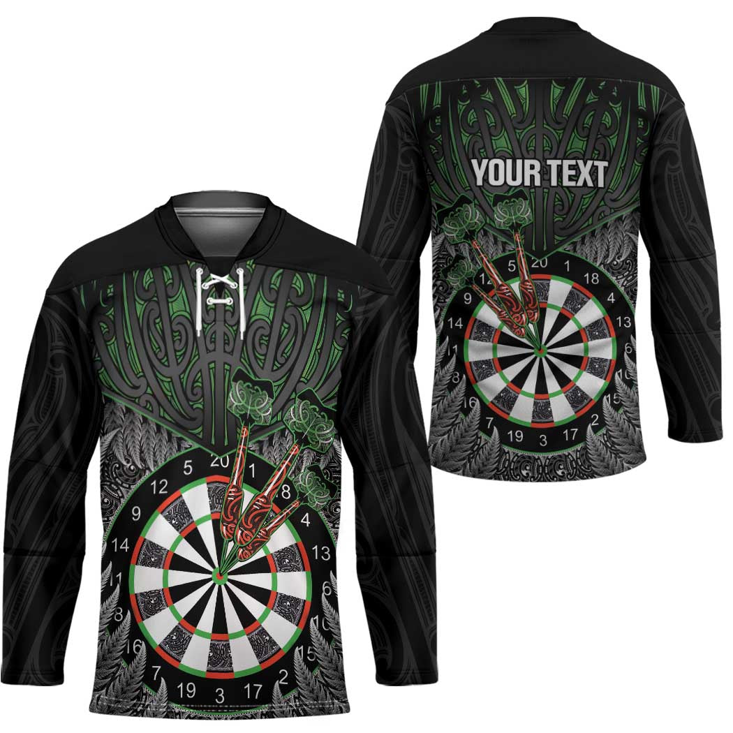 Personalised New Zealand Darts Hockey Jersey Dartboard Maori Fern Puhoro Art - Polynesian Pride