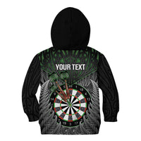 Personalised New Zealand Darts Kid Hoodie Dartboard Maori Fern Puhoro Art