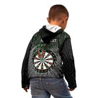 Personalised New Zealand Darts Kid Hoodie Dartboard Maori Fern Puhoro Art