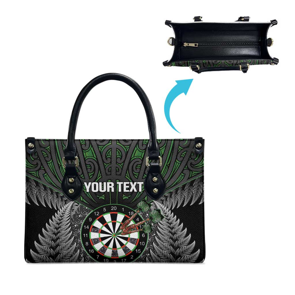 Personalised New Zealand Darts Leather Bag Dartboard Maori Fern Puhoro Art - Polynesian Pride