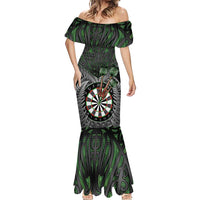 Personalised New Zealand Darts Mermaid Dress Dartboard Maori Fern Puhoro Art
