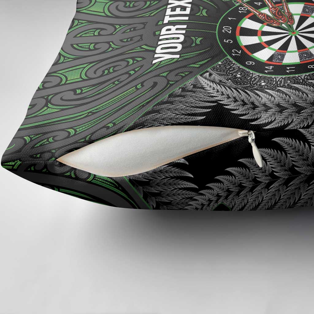 Personalised New Zealand Darts Pillow Cover Dartboard Maori Fern Puhoro Art - Polynesian Pride