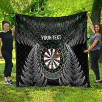 Personalised New Zealand Darts Quilt Dartboard Maori Fern Puhoro Art