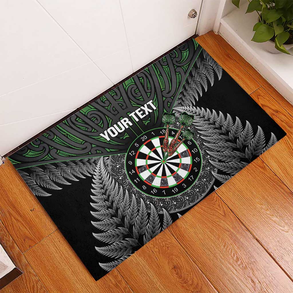 Personalised New Zealand Darts Rubber Doormat Dartboard Maori Fern Puhoro Art