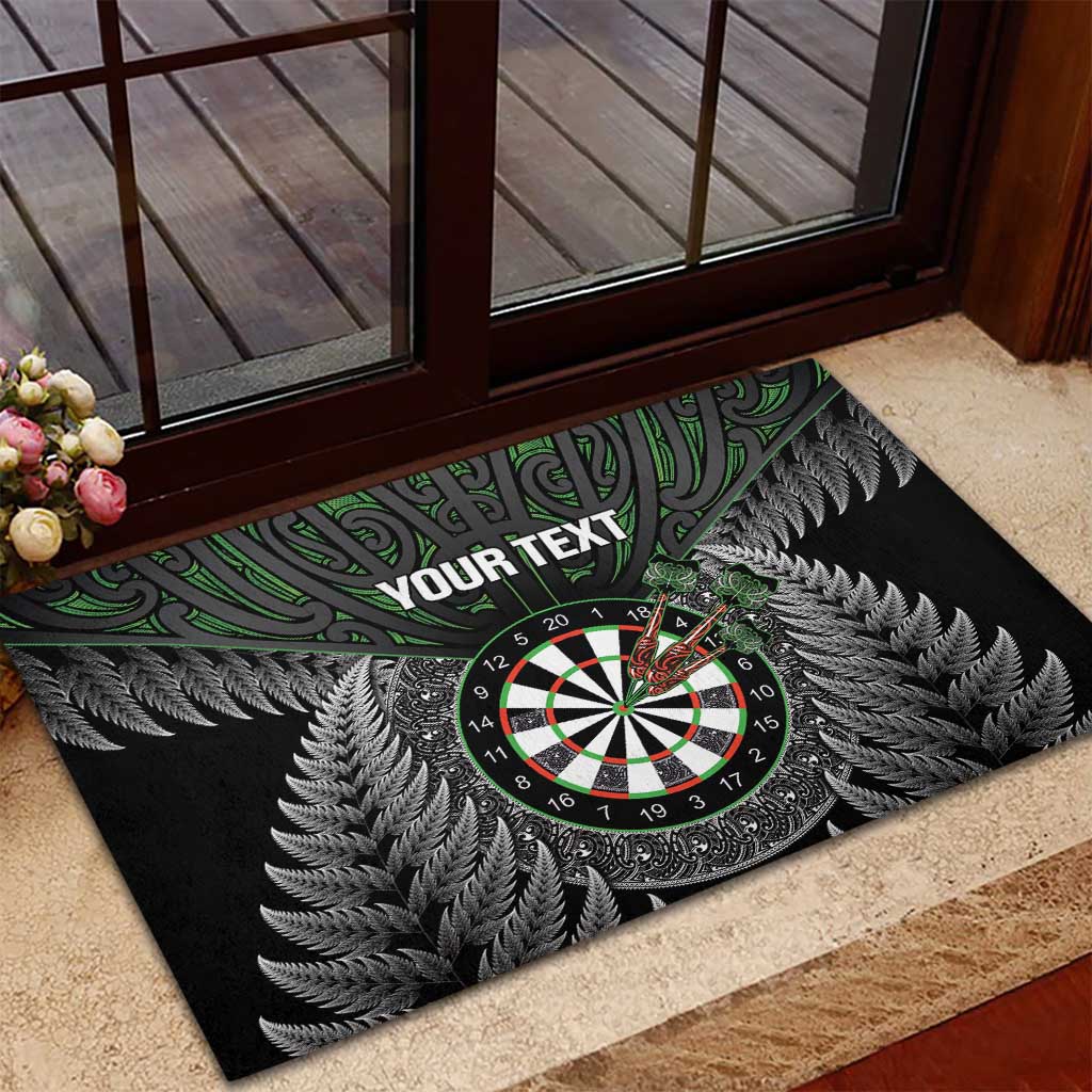 Personalised New Zealand Darts Rubber Doormat Dartboard Maori Fern Puhoro Art