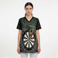 Personalised New Zealand Darts Scrub Top Dartboard Maori Fern Puhoro Art - Polynesian Pride