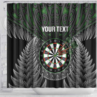 Personalised New Zealand Darts Shower Curtain Dartboard Maori Fern Puhoro Art