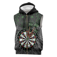 Personalised New Zealand Darts Sleeveless Zip Hoodie Dartboard Maori Fern Puhoro Art - Polynesian Pride