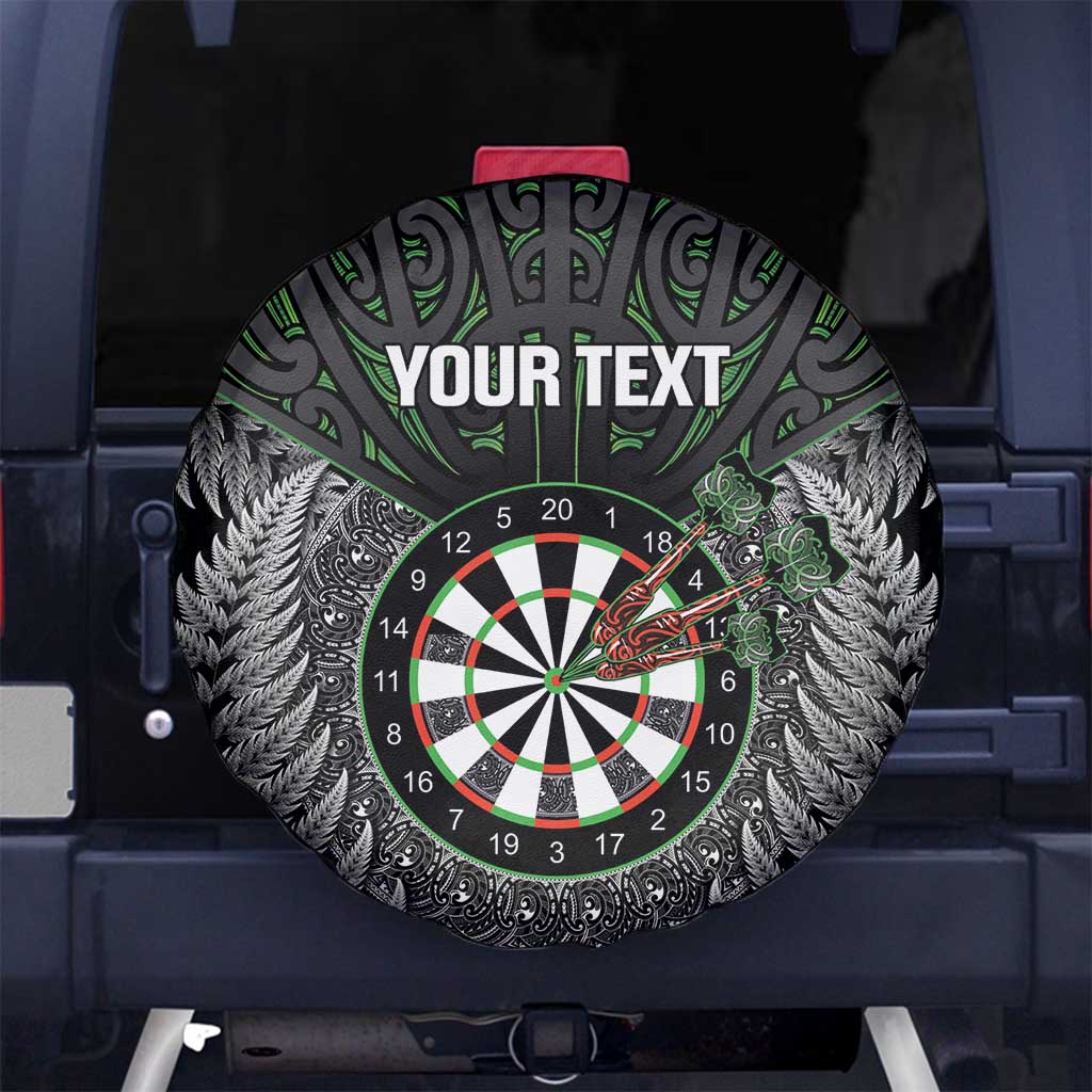 Personalised New Zealand Darts Spare Tire Cover Dartboard Maori Fern Puhoro Art