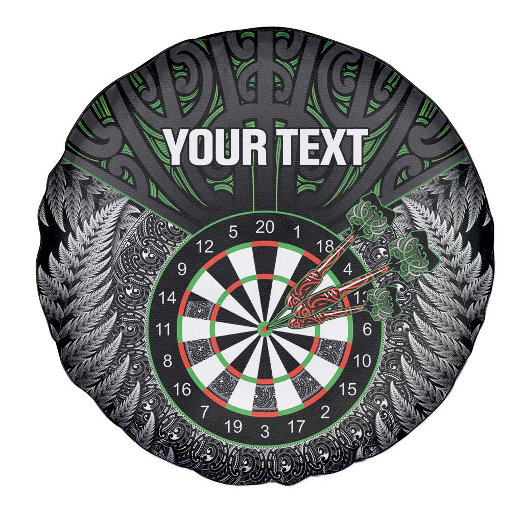 Personalised New Zealand Darts Spare Tire Cover Dartboard Maori Fern Puhoro Art